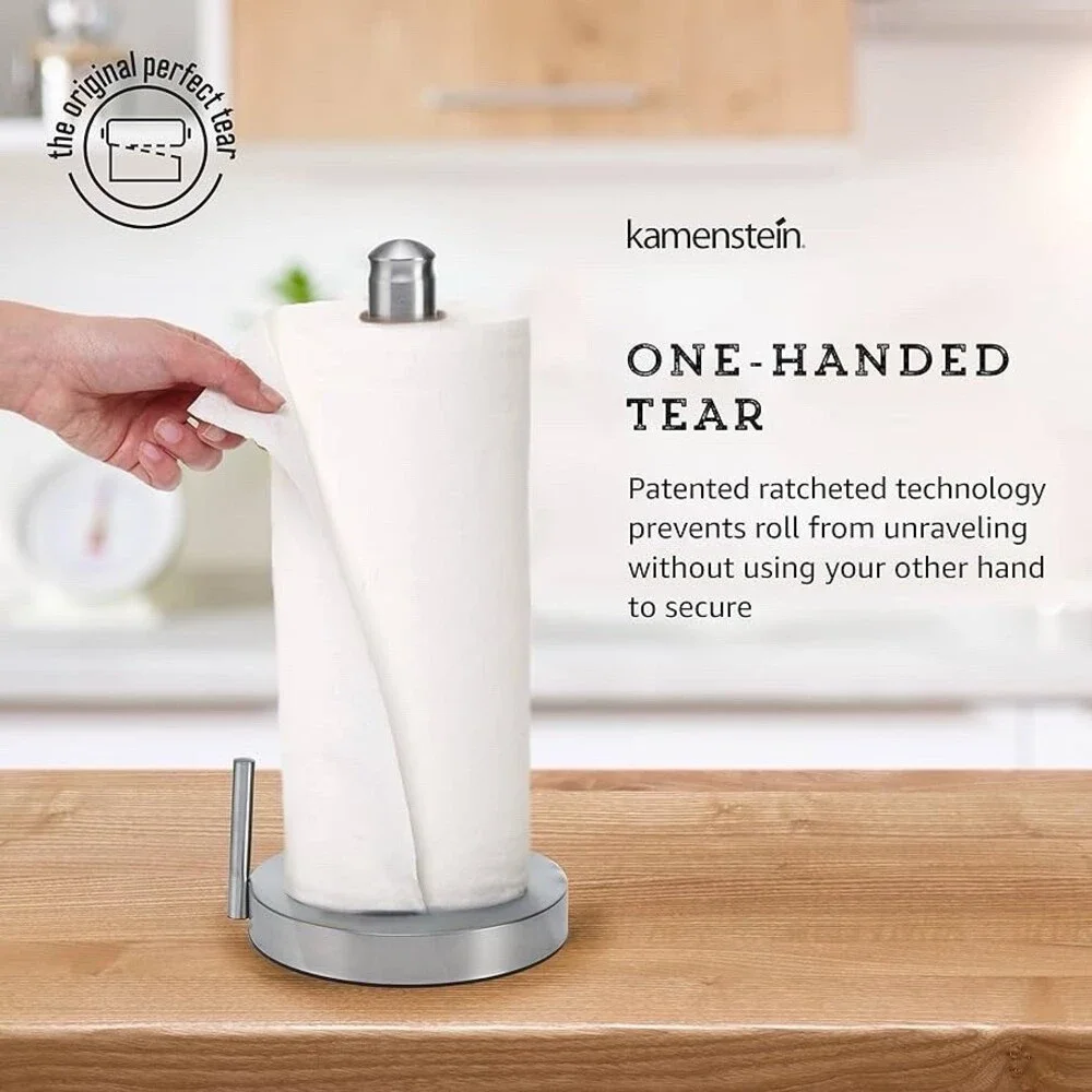 Kamenstein Perfect Tear Freestanding Paper Towel Holder Silver Weighted